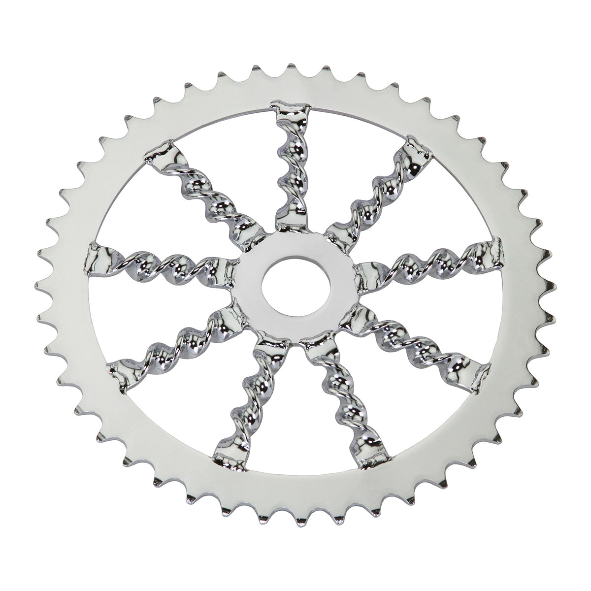 Lowrider Flat Twisted Steel Chainring 1/2 X 1/8 44t Chrome.